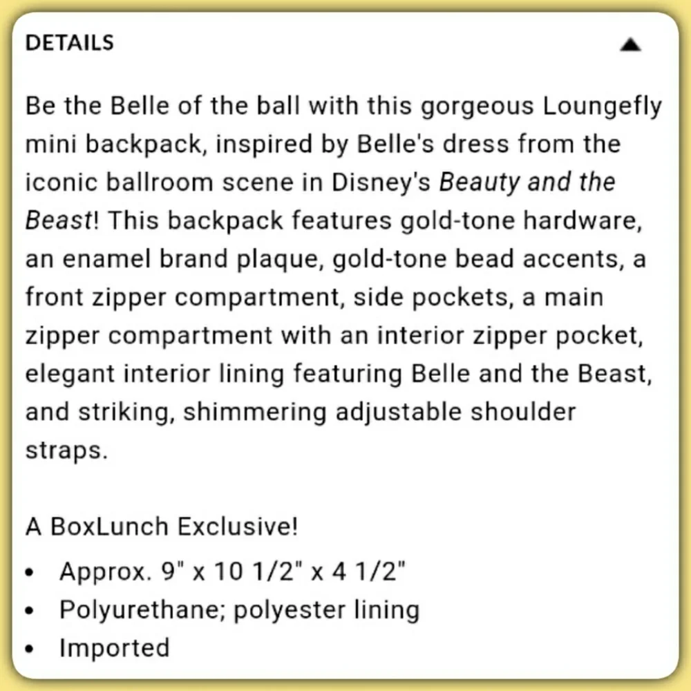 Loungefly Disney Belle's Dress Mini Backpack